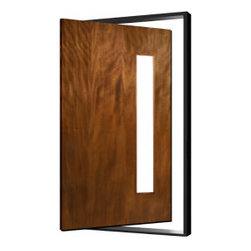 LEPTOS-PIVOT: PIVOT WOOD DOOR PRE-HUNG WITH PIVOT HINGE, METAL FRAME & SILL - W/ SINGLE VERTICAL LITE - EXTERIOR GRADE (1-3/4") - Interior Doors