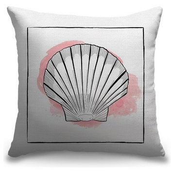 "Shell III - Coastal Watercolor" Pillow 16"x16"