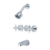 Central Brass Three Handle Tub And Shower Trim Kit, Polished Chrome