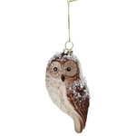 Northlight - 4.5" Snowy Glitter Owl Glass Bird Christmas Ornament - From the Country Tweed Collection This barred owl is ready to watch over your tree