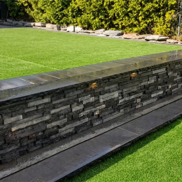 Artificial Grass , Retaining Wall & Pavers