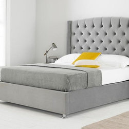 Buckingham Upholstered Winged Ottoman Bed Light Grey - Beds
