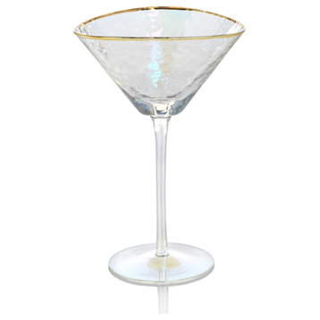 Kampari Triangular Martini Glasses with Gold Rim, Set of 4