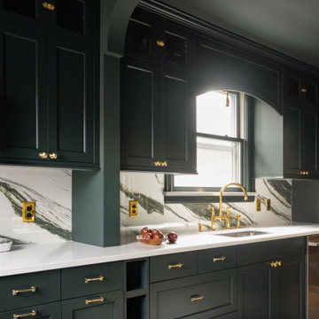 Custom Kitchen Rebuild: Dark Cabinetry, Quartz, and a Record Room Below