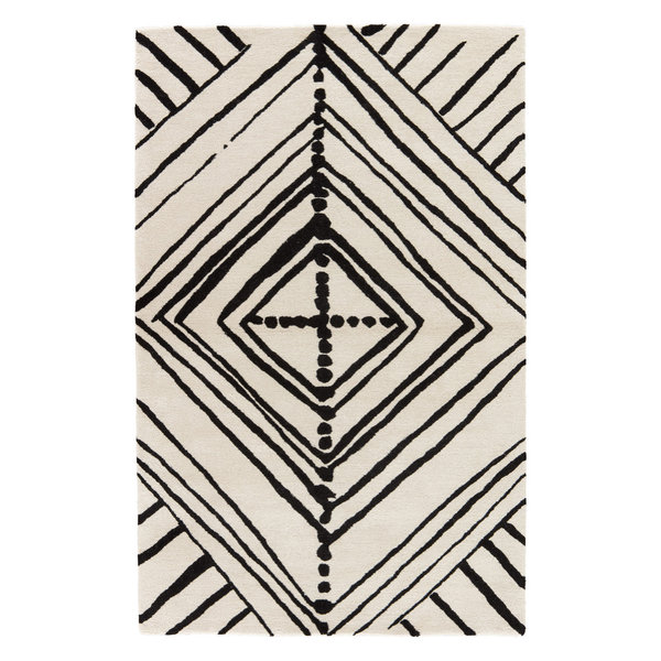 Nikki Chu by Jaipur Living Gemma Handmade Abstract White/Black Area Ru