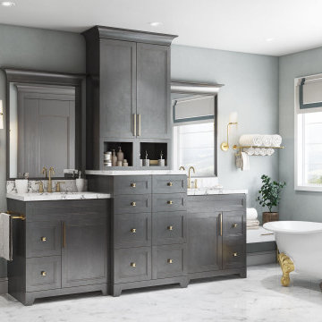 Semi-custom bathroom set with makeup station