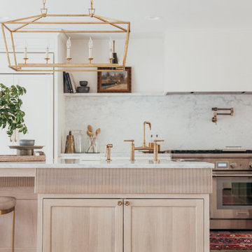 Lakeside Estates Modern Transitional Kitchen Utilizes White Paint with White Oak