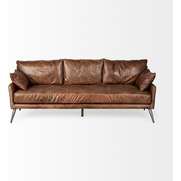 Cochrane II Genuine Brown Leather Three Seater Sofa