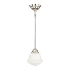 Huntley Nickel Farmhouse Schoolhouse Mini Pendant Ceiling Light White Glass