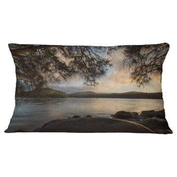 Sunrise From Hawsbury River Seashore Throw Pillow, 12"x20"