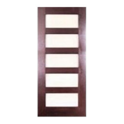TRENTON &ndash; 96&rdquo; MAHOGANY 5-LITE MAHOGANY INTERIOR DOOR (WHITE LAMINATE GLASS) 1-3/4" - Interior Doors