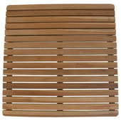 Nordic Style Teak Oiled Double Framed Shower/Bath Mat 39 x 19 - Brown