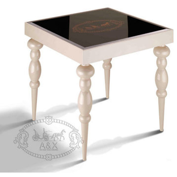 Dore Transitional Champagne Gloss End Table