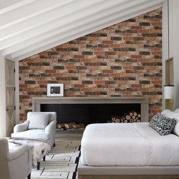 Reclaimed Bricks Orange Rustic Wallpaper