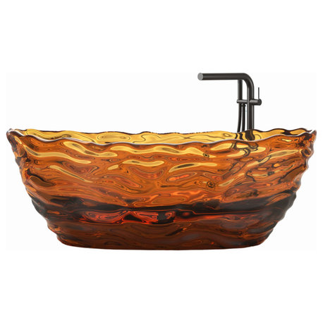 Vanity Art Freestanding Soaking Stone Resin Bathtub, Pure Resin Coffee