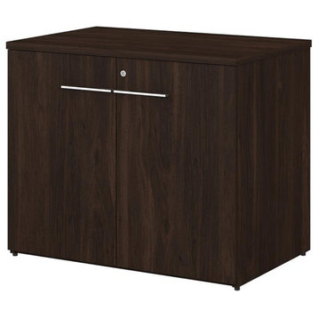 Office 500 36W Storage Cabinet with Doors in Black Walnut - Engineered Wood