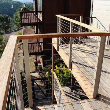 Cable Railing w/ Clay Aluminum Posts for Two-Story Deck System in Novato, CA