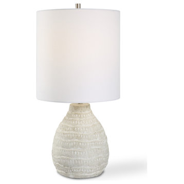 Contemporary 12" x 23.75" Steel Ceramic Antique White Lamp
