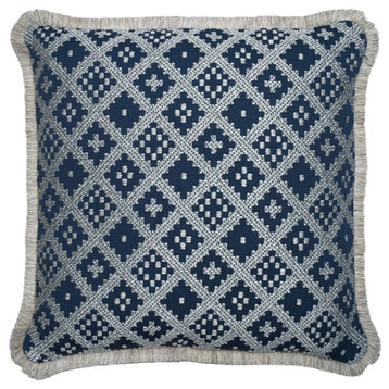 Geometric Patterned Outdoor Cushion, Andrew Martin Erba, Blue