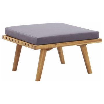 vidaXL Garden Footstool With Cushion 23.6"x23.6"x11.4" Solid Acacia Wood