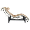 Le Corbusier Style LC4 Chaise, White/Brown Pony Hide