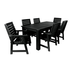 Highwood USA - Weatherly 7-Piece Rectangular Dining Set, Black - Outdoor Dining Sets