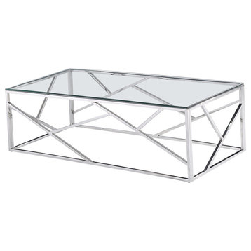 Morganna Stainless Steel Living Room Coffee Table, Silver
