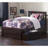 AFI Mission Solid Wood Twin Bed and Footboard with Storage Drawers in Espresso