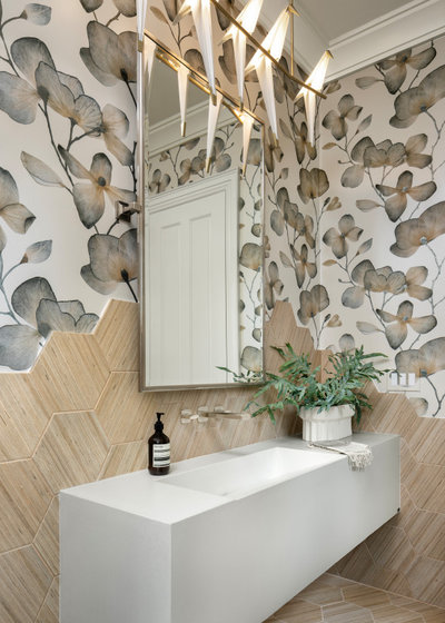 Transitional Powder Room by Factor Design Build