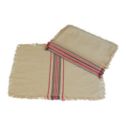 Xia Home Fashions - Natural Linen Stripe Placemats, 14"x20", Set of 4 - Placemats