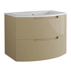 Italian 29 inch Modern Floating Bathroom Vanity Sand Glossy Finish - Bathroom Vanities And Sink Consoles