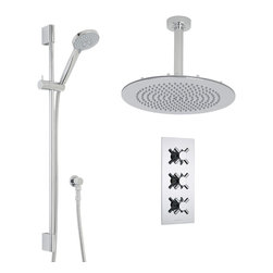 Hudson Reed - Kristal Thermostatic Shower System with 12 Ceiling Head & Handshower - Showerheads And Body Sprays