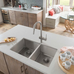 Crosstown Stainless Steel Double Bowl Undermount Sink - Kitchen Sinks