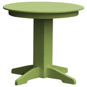 Poly Lumber 33" Round Dining Table, Tropical Lime, With Umbrella Hole