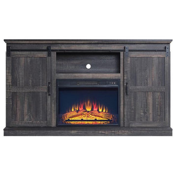 Manhattan Comfort Myrtle Wood Fireplace with Media Wire Management in Brown