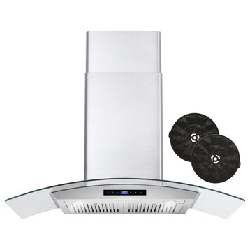 36 in. Ductless Wall Mount Range Hood in Stainless Steel, Soft Touch Controls