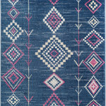 Rugs America - Rugs America Bodrum BR15H Tribal Moroccan Native Navy Area Rugs, 8'x10' - Feeling like you need some Instagram-worthy goods in your place? We think you'll feel the vibes of the Pura rug from CosmoLiving's Soleil collection. We're talking an intense washed blue base (with a low pile and soft sheen to boot) covered in a decadent magenta and white pattern reminiscent of the desert. This one's for the truly fun and fearless. Features