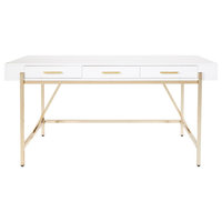 Broadway Desk With White Gloss and Gold Plated