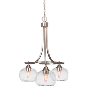 Toltec Paramount 3 Light 20" Chandelier, Brushed Nickel/Clear, 3413-BN-202