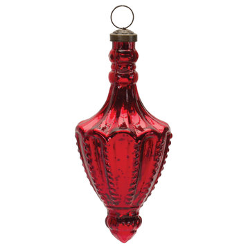 Mercury Glass Finial Drop Ornament, Set of 4
