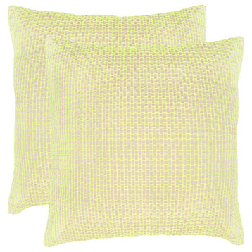 Safavieh Box Stitch Pillows, Set of 2, Neon Citrus, 20"x20"