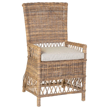 East at Main Serena Grey Rattan Dining Chair with Cushion