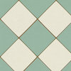 Joli Sol Checkers Teal and Ivory Vinyl Mat, 36x60 Rectangle