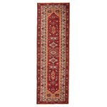 Jaipur Living - Jaipur Living Kyrie Hand-Knotted Floral Red Rug, 2'6"x8' - Inspired by traditional Turkish designs, the Coredora collection boasts vibrant hues and a stunning hand-knotted quality. The Kyrie rug showcases a floral medallion motif in vivid hues of red, ocher, pink, cream, and light blue. Crafted of soft yet durable wool, this runner is comfortable underfoot and perfect for hallways or bedside spaces.