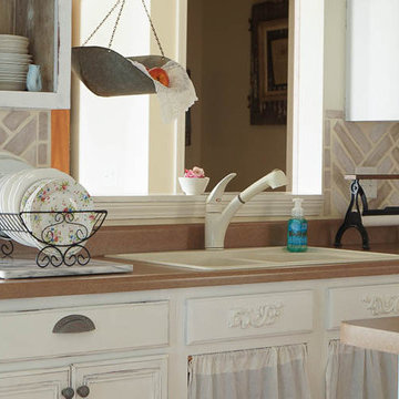 Herringbone Brick Stenciled Kitchen Backsplash