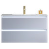 LED Lighted Bathroom Vanity With Ceramic Sink and Dimmed Light, Light Gray, 36"