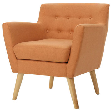 GDF Studio Madeira Buttoned Mid Century Modern Dark Teal Fabric Club Chair, Oran