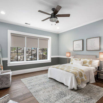 Luxury Bedroom with Overhead Loft, Swing Bed & Shiplap Walls