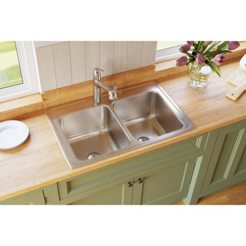 DLR332210PD2 Lustertone Classic Stainless Steel 33" Sink Perfect Drain 2 Holes