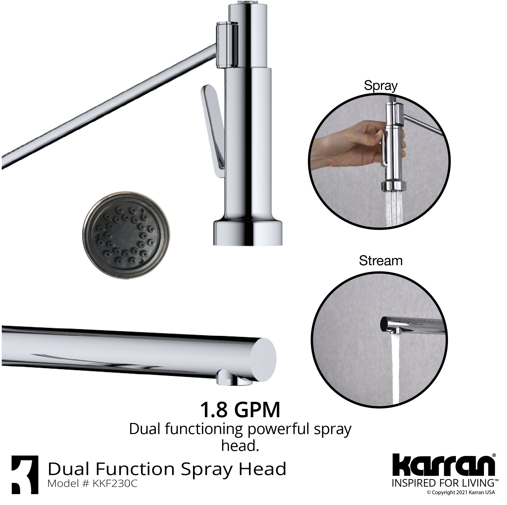 Karran Tumba Single-Handle Pull-Down Sprayer Kitchen Faucet, Chrome